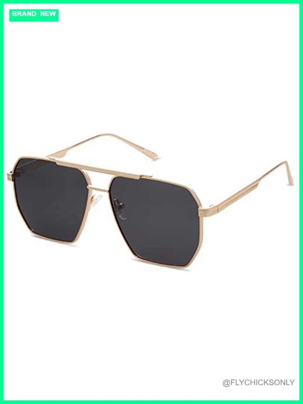 Retro Oversized Square Polarized Sunglasses Metal Frame